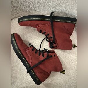 Dr. Martens Shoreditch Maroon Red Canvas Boots Shoes